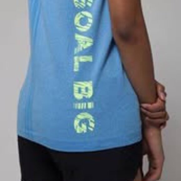Ivivva Girl by Lululemon 🍋The Fastest Tank blue "goal big" back writing size 12 - Picture 2 of 3